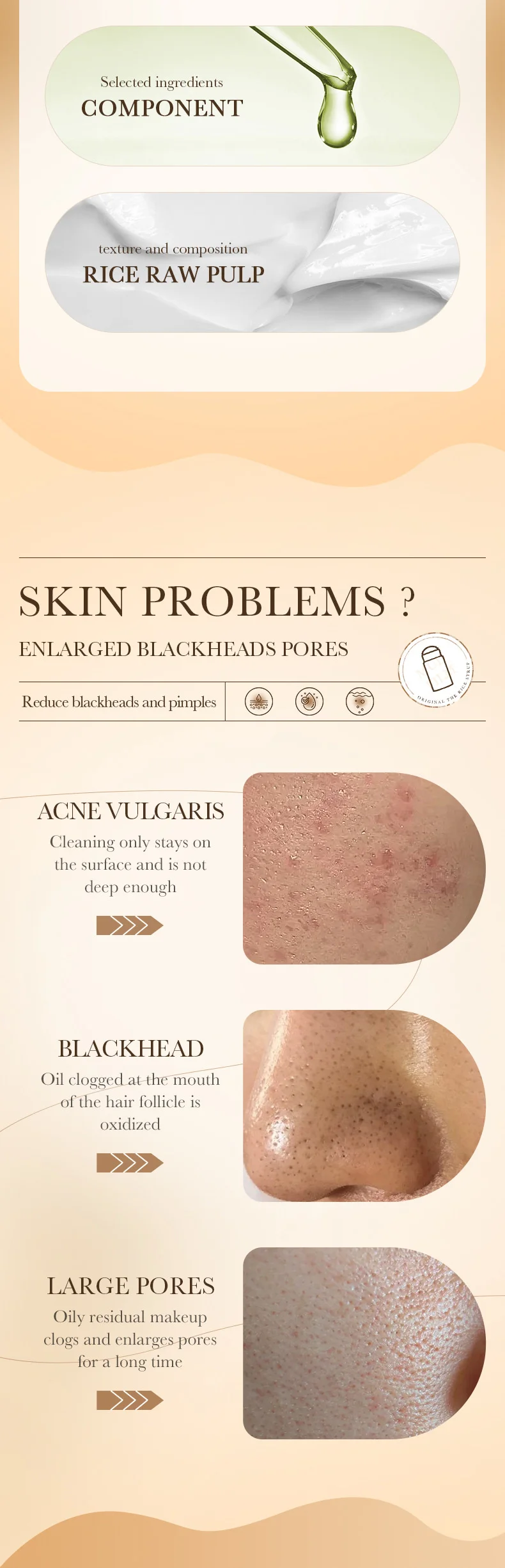 Description Picture 5 of itemFacial Remove Blackhead Rice Solid Mask Acne Blemish Black Dots Clean Face Shrink Pores Stick Cream Brighten Korean Skincare New