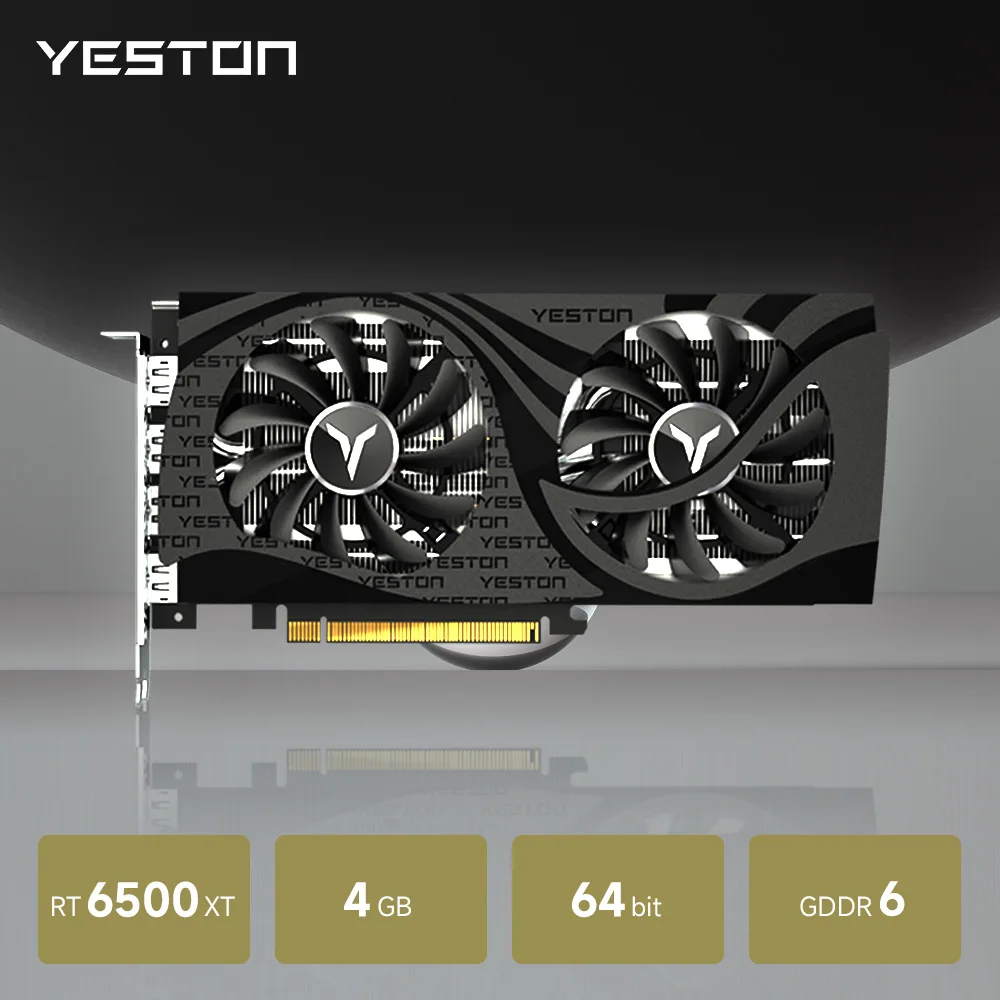 Yeston AMD Radeon RX 6500 XT Graphics Card 4GB 64Bit GDDR6 Gaming Computer GPU RX6500XT 4GD6 GA Video Card Desktop Motherboard