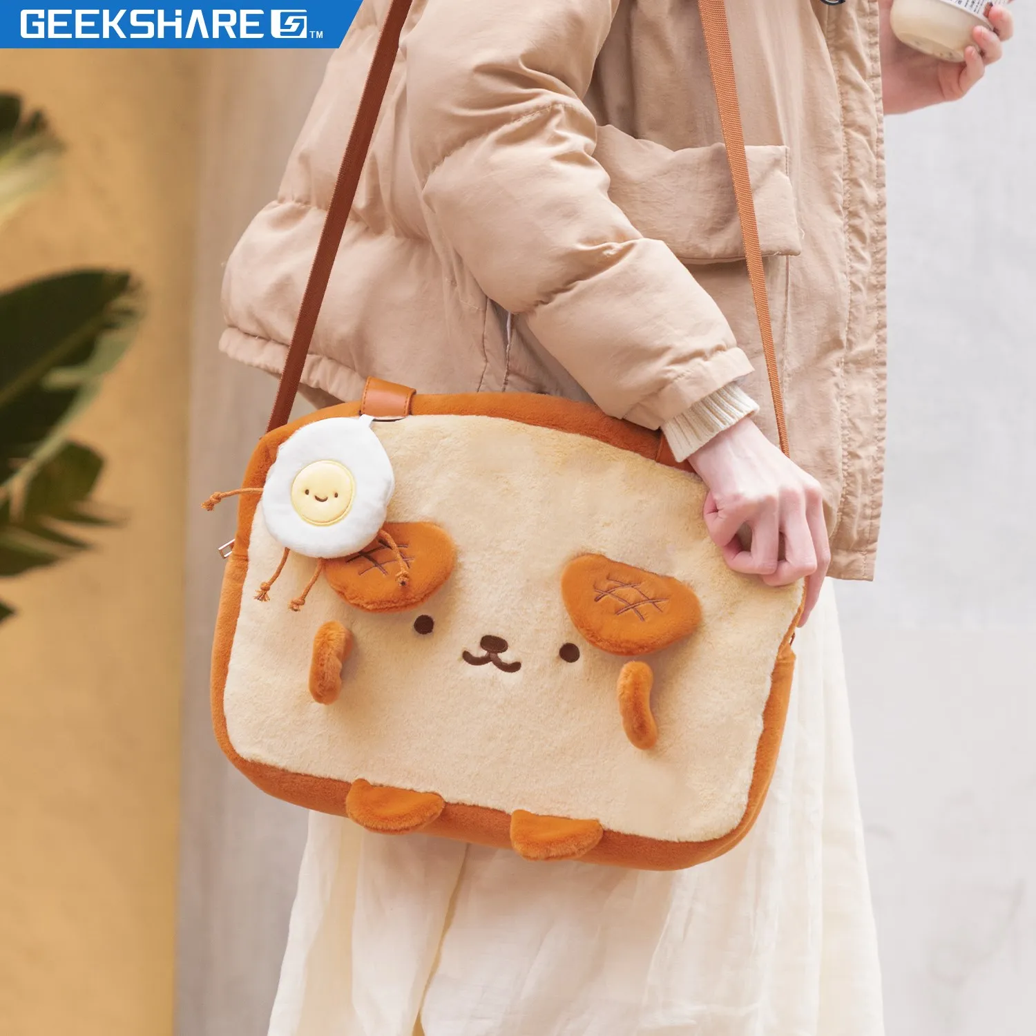 Geekshare Dog Toast Peluche Borsa A Tracolla Borsa A Mano Custodia Per Il Trasporto Per Nintendo Switch/Oled/Lite Ipad Cute Shopping Bag