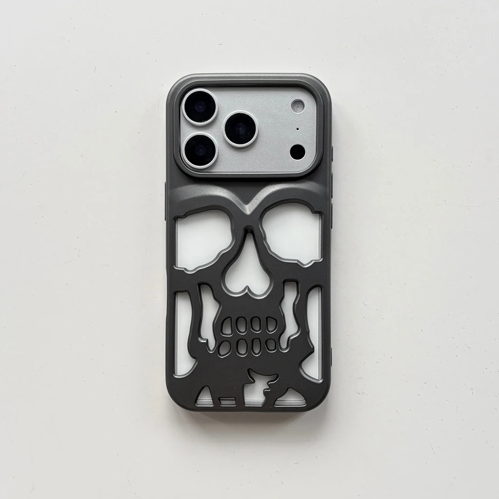 Retro Fashion Matte Hollow Out Skull Skeleton Shockproof Protective Phone Cover Case