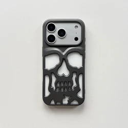 Retro Fashion Matte Hollow Out Skull Skeleton Shockproof Protective Phone Cover Case - iPhone 12 Pro Max (GRAY)