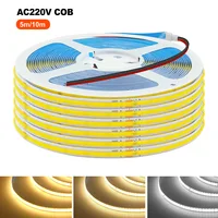 5m 10m 20m 50m COB LED Strip Light 220V Flex Tape Lamp with IC Chip High Bright 240 LEDs Linear Lighting RA90 Warm Natural White 1