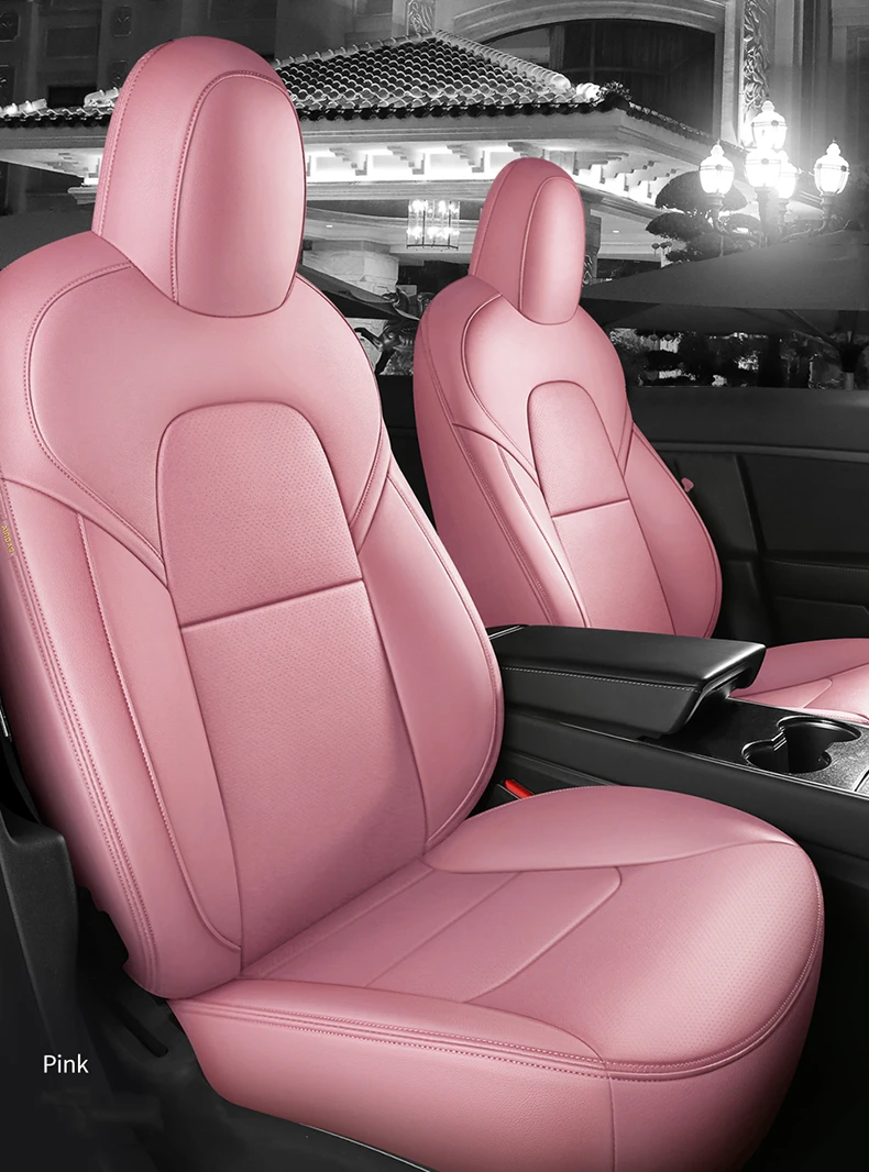 For Tesla Model 3 Y Custom Fit Car Seat Cover Accessories For Tesla 360 Degree Full Covered Perforated Artificial Leather