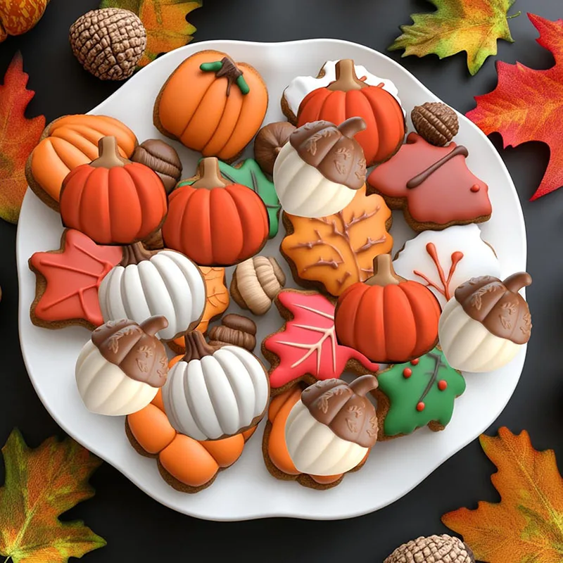 Herbst-Silikonform für Halloween, Thanksgiving, Kürbis, Ahornblatt, Eichelform, Schokolade, Jummy, Süßigkeiten, Kekse, Form, Erntethema – Detail 7