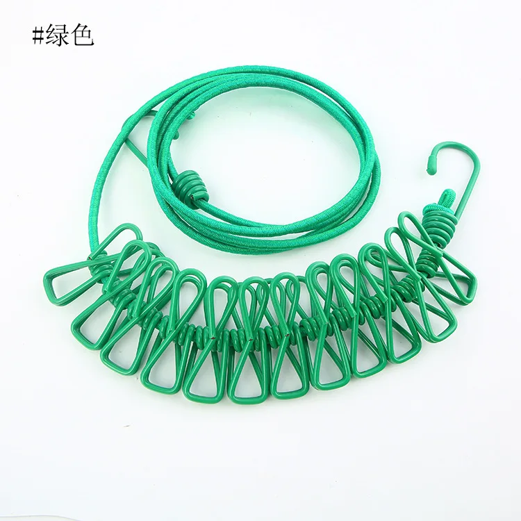 12pcs Windproof Drying Clothing Clips with Plastic Rope for Clothesline, Adult Unisex, Size: 19X3X1.3CM