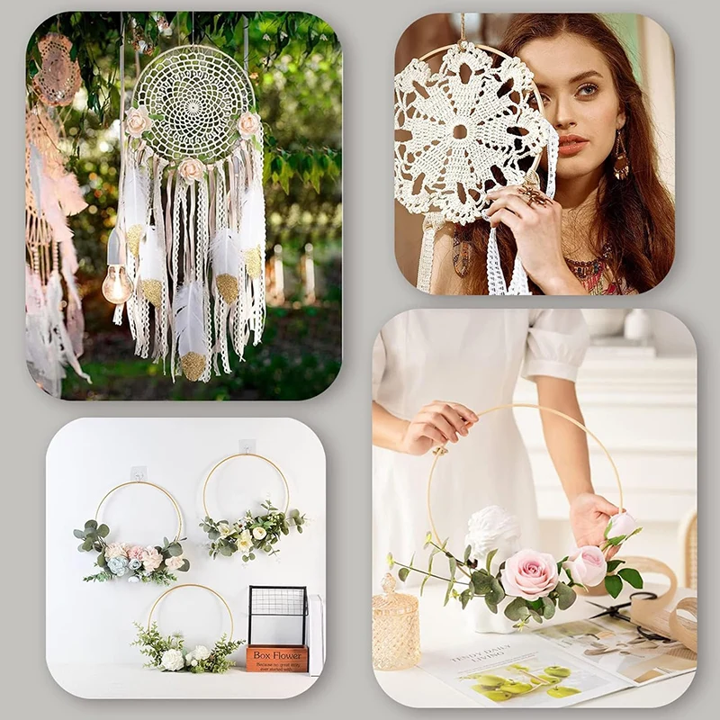 Cerceau Floral En Bambou En Bois | Couronne De Cerceaux Floraux En