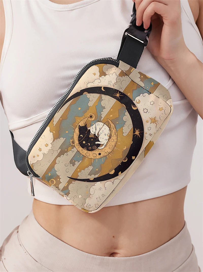 1pc,cat starry sky fashionable adjustable crossbody bag, neutral sports waist bag, suitable for running