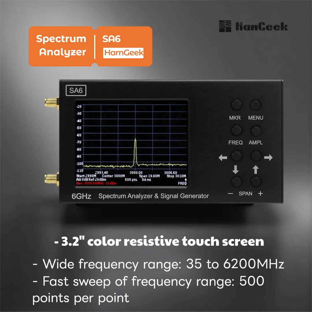 HamGeek SA6 6GHz 스펙트럼 분석기 신호 발생기 Wi-Fi 2G 4G LTE CDMA GSM GPRS용 RF 신호 소스