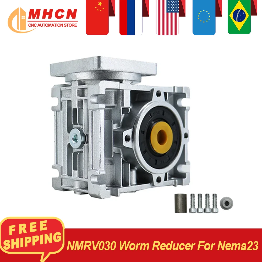 NMRV030 Nema23 스테핑 서보 모터용 웜 감속기 기어박스 60mm x 60mm 토크 2.6-24Nm 입력 샤프트 11mm 출력 14mm
