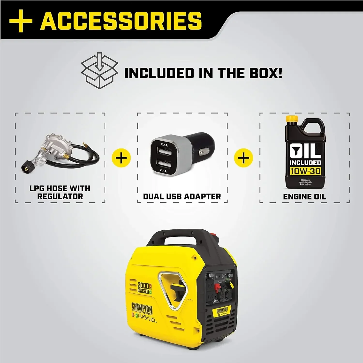 2000-Watt Dual Fuel Ultralight Portable Inverter Generator with Quiet Technology