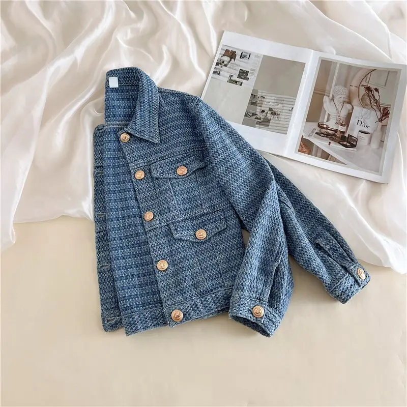 جاكيت دنيم نسائي أنيق بتصميم ريترو، كارديجان قصير، ملابس خارجية نسائية جديدة لربيع وصيف، نمط كوري شعبي