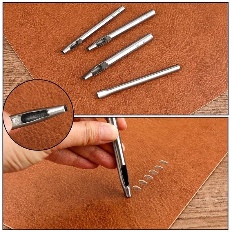 Oval Hole Punch For Leather 6 Sizes 6Mm-10Mm Hollow Leather Crafting Hand Punching Tool Kit