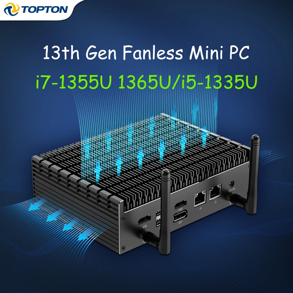 Topton Fanless Mini PC 13th Gen Intel i7 1355U i5 1335U Windows 11