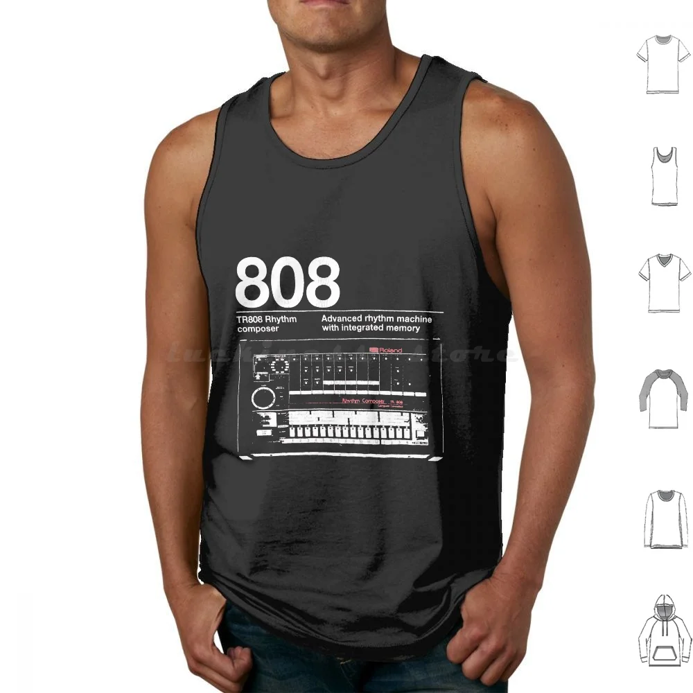 Distressed 808 Canotte Gilet Senza Maniche 808 Drum Machine Synth Roland 909 707 303 Elettronico Vintage Kanye West Abeton Rap