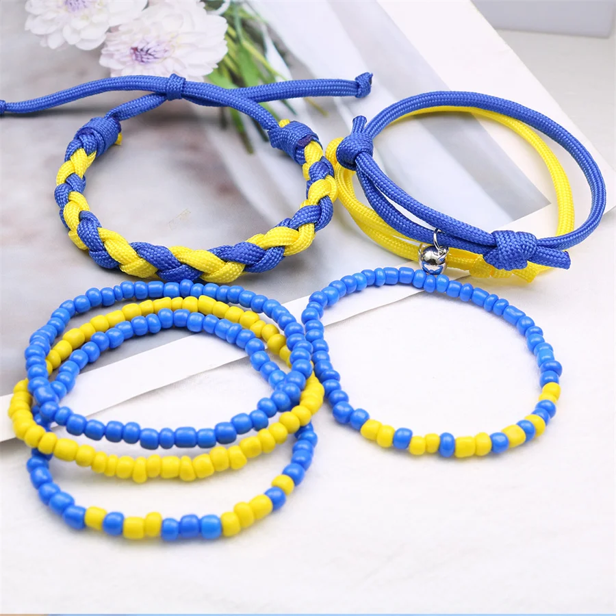 CharmBlueYellowUkraineBraceletsForWomenMenCreativeUkrainian