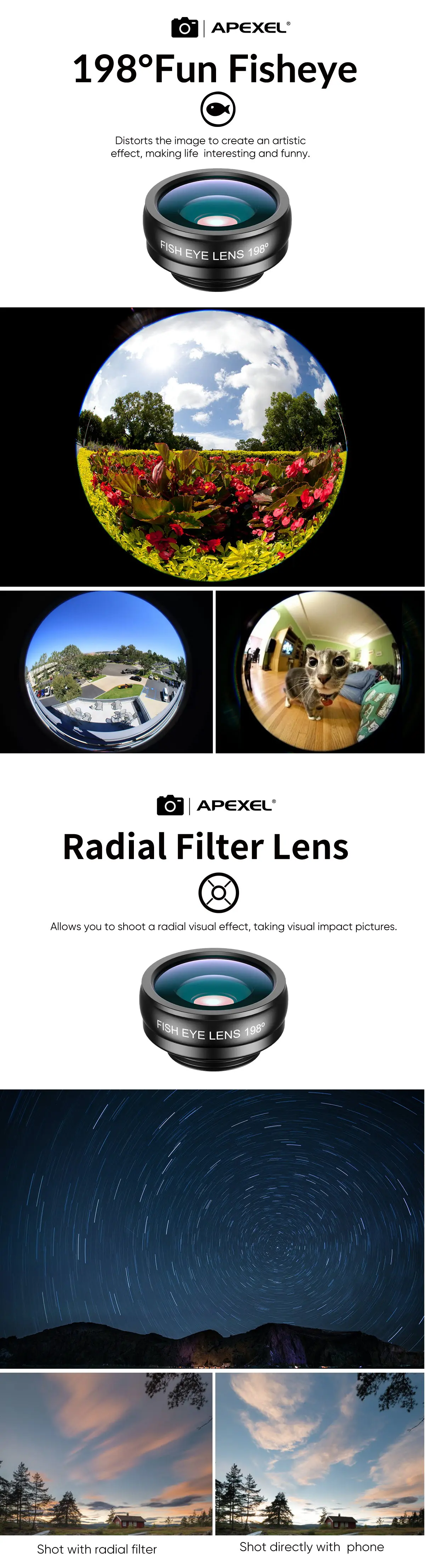 Apexel-kit de lentes para o telefone celular,