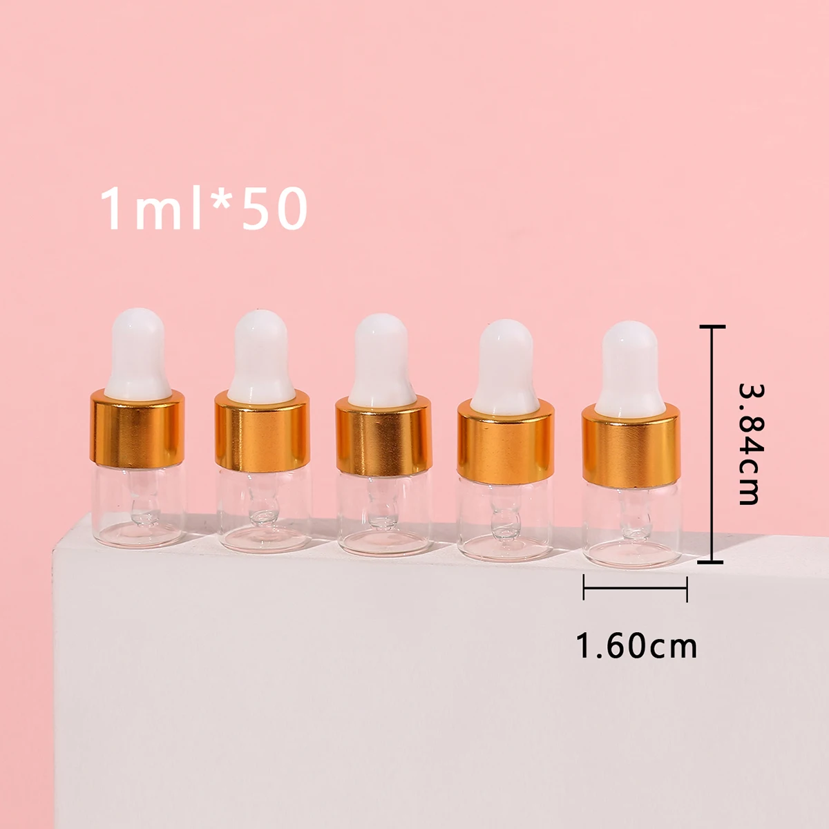 50pcs 1ml Clear Mini Glass Dropper Bottles Small with Glass Eye Dropper for Essential Oils Sample Traveling 6