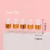 50pcs 1ml Clear Mini Glass Dropper Bottles Small with Glass Eye Dropper for Essential Oils Sample Traveling 6