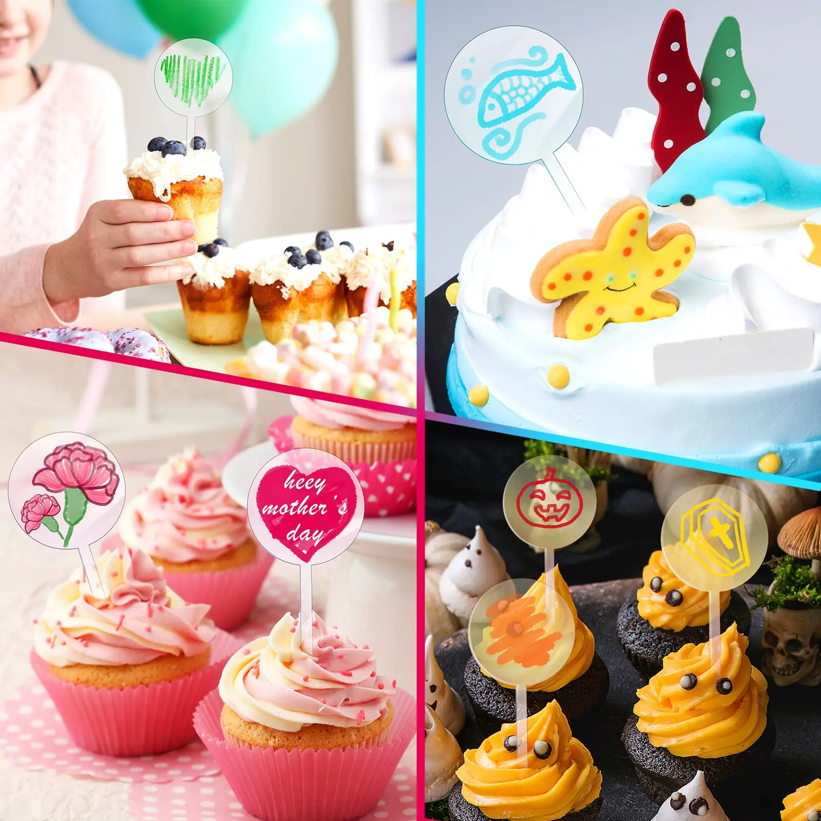 Contenitore trasparente per cupcake e cupcake, in acrilico, rotondo, per feste, matrimoni, decorazioni trasparenti