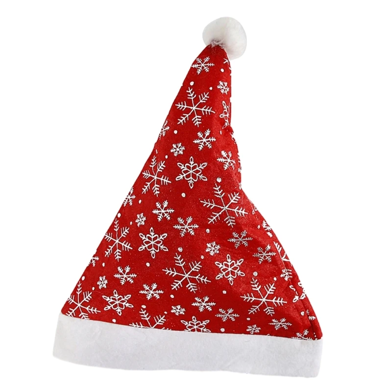 GJ Carnival Gild Snowflake Pattern Santa Beanie Red Color Adult Warm Christmas Hat for Adult Teens Unisex Christmas Gift