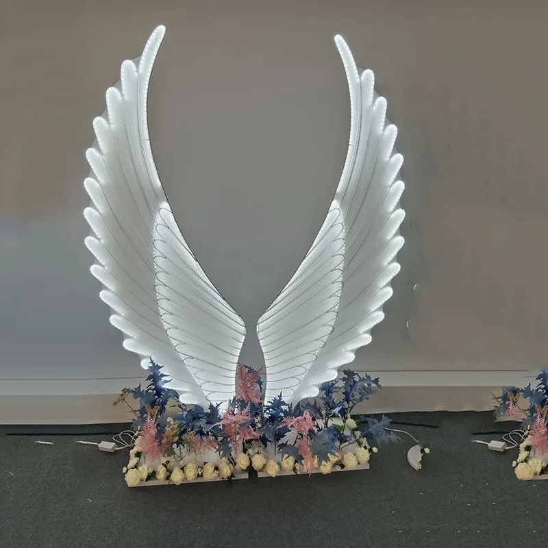 Upscale Wedding Decoration Arch Luminous Angel Wings Design Stand For Party Road Cited Stage Site Layout Ornament