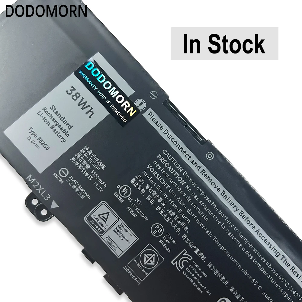 Dodomorn F62g0 para Dell Inspiron 13 7370 7373 7380 7386 Vostro 13 5370 P83g P87g Bateria do Portátil Rpjc3 39dy5 11.4v 38wh 3166mah - Imagem 5