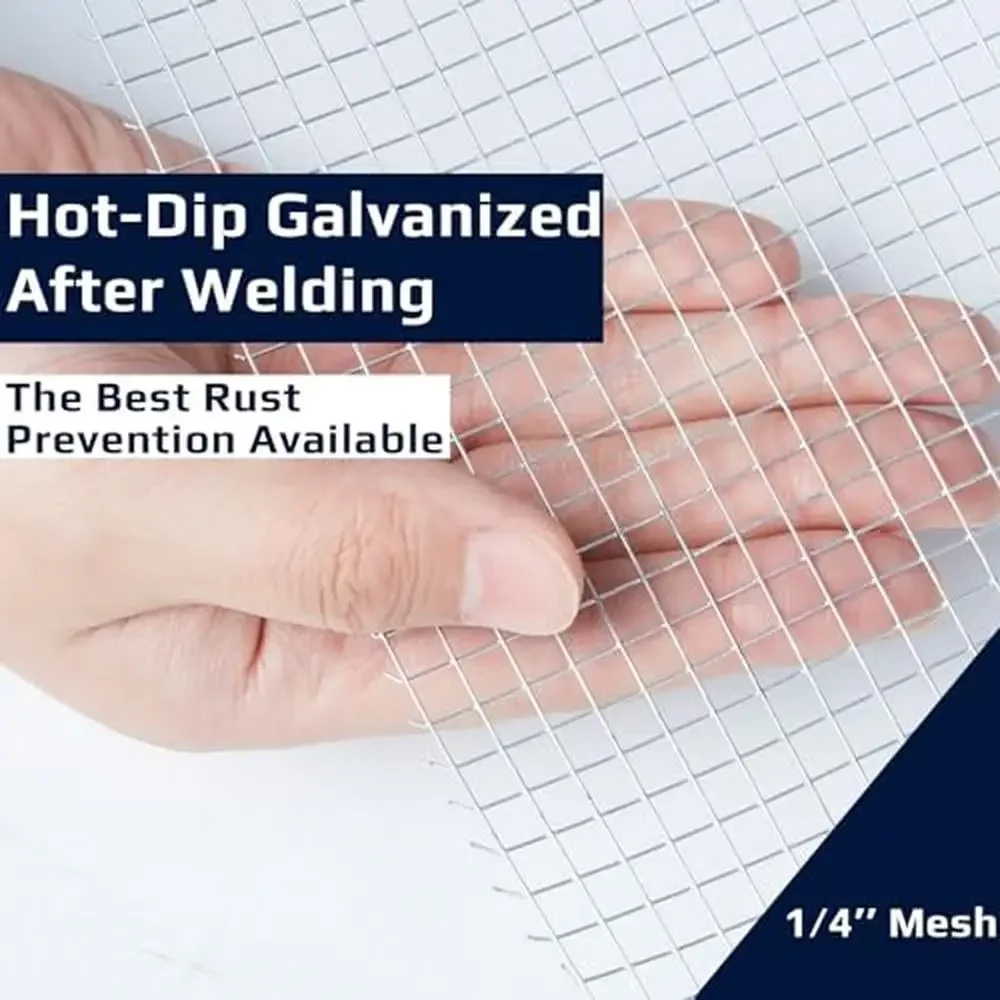 1/4 inch Hardware Cloth 48x100 Ft Welded Fencing Mesh Roll Chicken Wire Gopher Fence Galvanized Steel Anti-Corrosion 23 Gauge