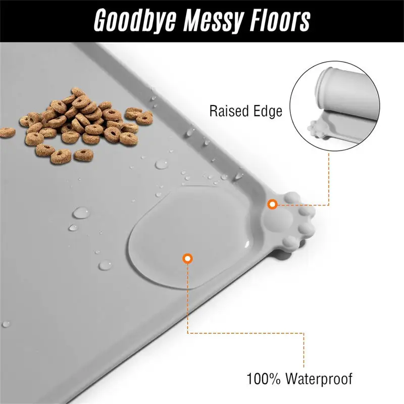 Silicone Dog Cat Bowl Mat Non-Stick Pet Fountain Tray Food Pad Puppy Dogs Feeding Drinking Mat Easy Washing Placemat