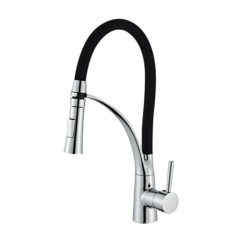 

All copper pull faucet European and American hot and cold kitchen rotary faucet washing basin sink faucet