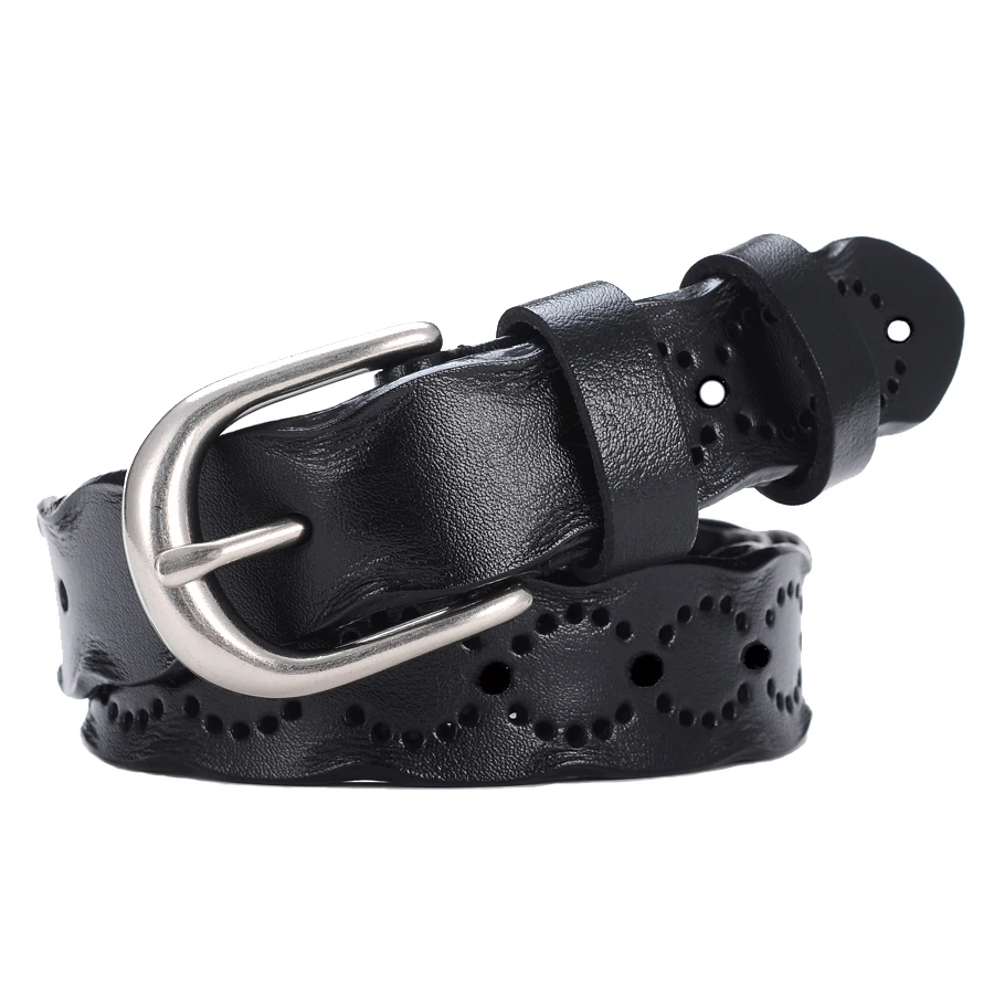 

Women Belts Genuine Leather Female Luxury Brand Waistband New Strap Width:2.8cm Length:100-110cm Black Red Color