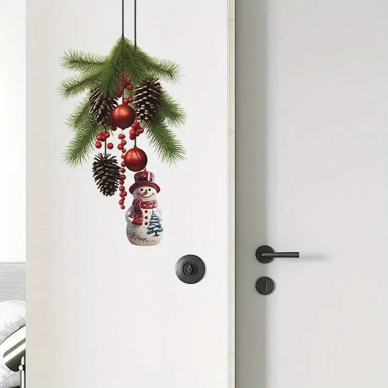 Christmas Snowman Pine Cone Wall Sticker Home Decoration Christmas Self-adhesive Wall Sticker Shop Window Christmas DecorSticker