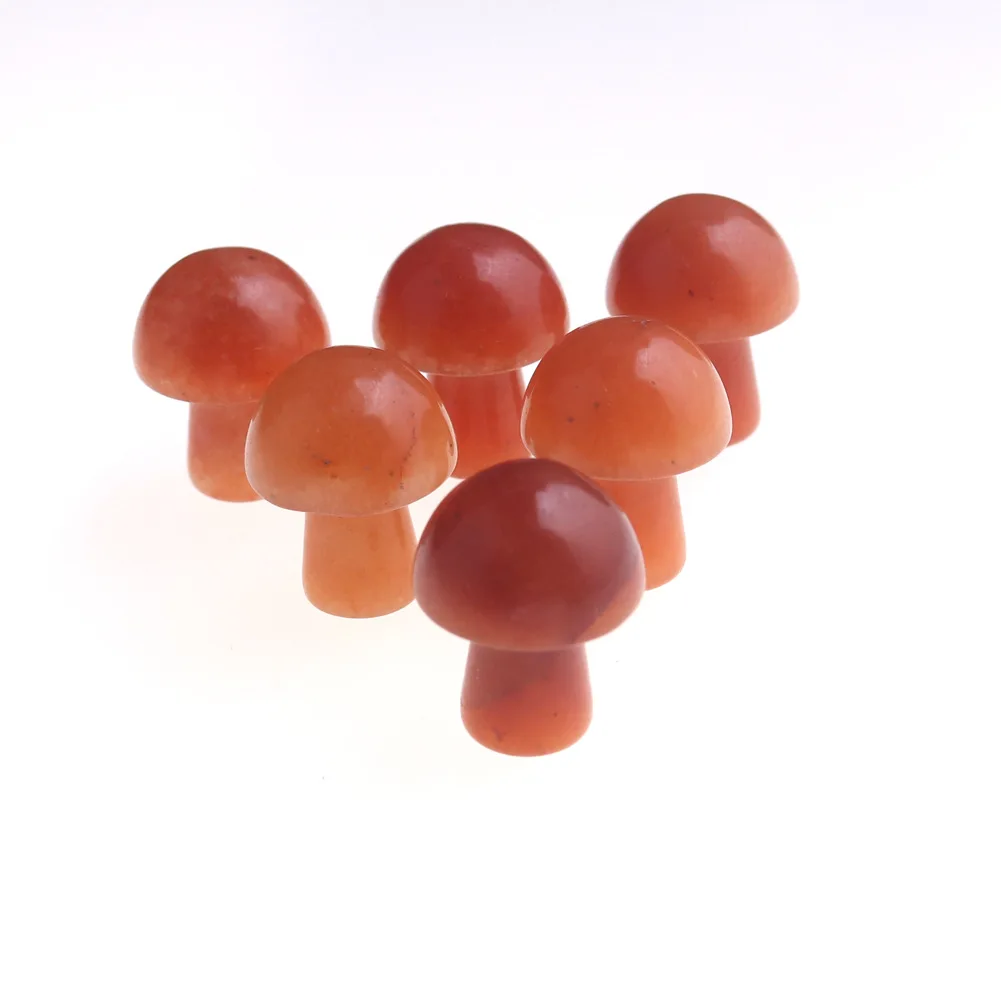 2CM Mini Mushroom Statue Natural Stones Carved Decoration Rose Quartz Healing Crystal Gift Room Ornament Fish Tank Decoration