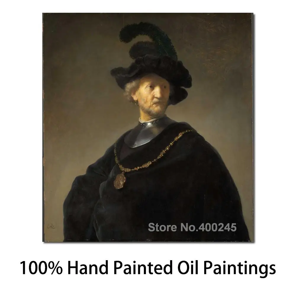 

Портрет искусства на холсте старик с золотой цепочкой от Rembrandt Van Rijn картина высокое качество ручная работа Декор для дома и офиса