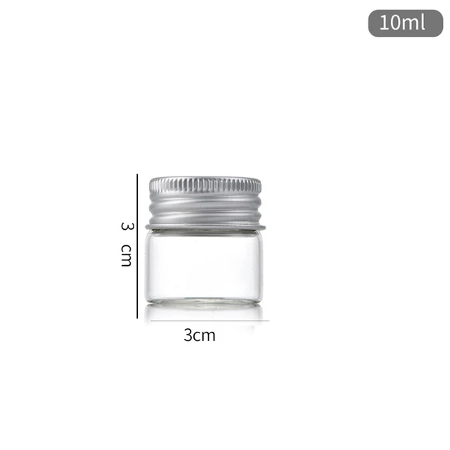 10/20/30/40/50ml Mini Transparent Glass Bottles Aluminium Cap Empty Sample  Jars Storage Vials Liquid Containers Home Decor