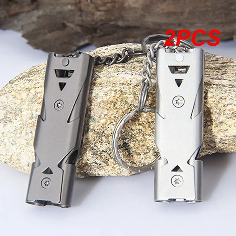 

2PCS Portable whistle 120 db aluminum alloy double tube lifesaving emergency SOS safety survival whistle outdoor EDC Tool