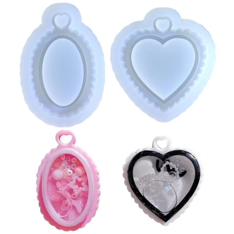 Silicone Pendant Molds Resin Casting Mold Silicone Clay Moulds Jewelry Mould Hand Making Accessories Oval/Heart Shaped Dropship diy crystal resin heart rectangle pendant mold unique accessories resin moulds dropship