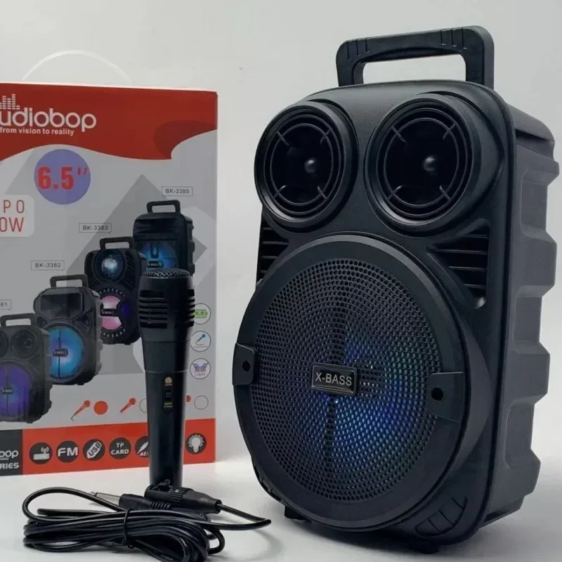 야외 휴대용 블루투스 스피커, HIFI 3D 서라운드 사운드 베이스 스피커, 노래방 사운드 음악 센터 시스템, RGB 조명, 마이크 FM 포함