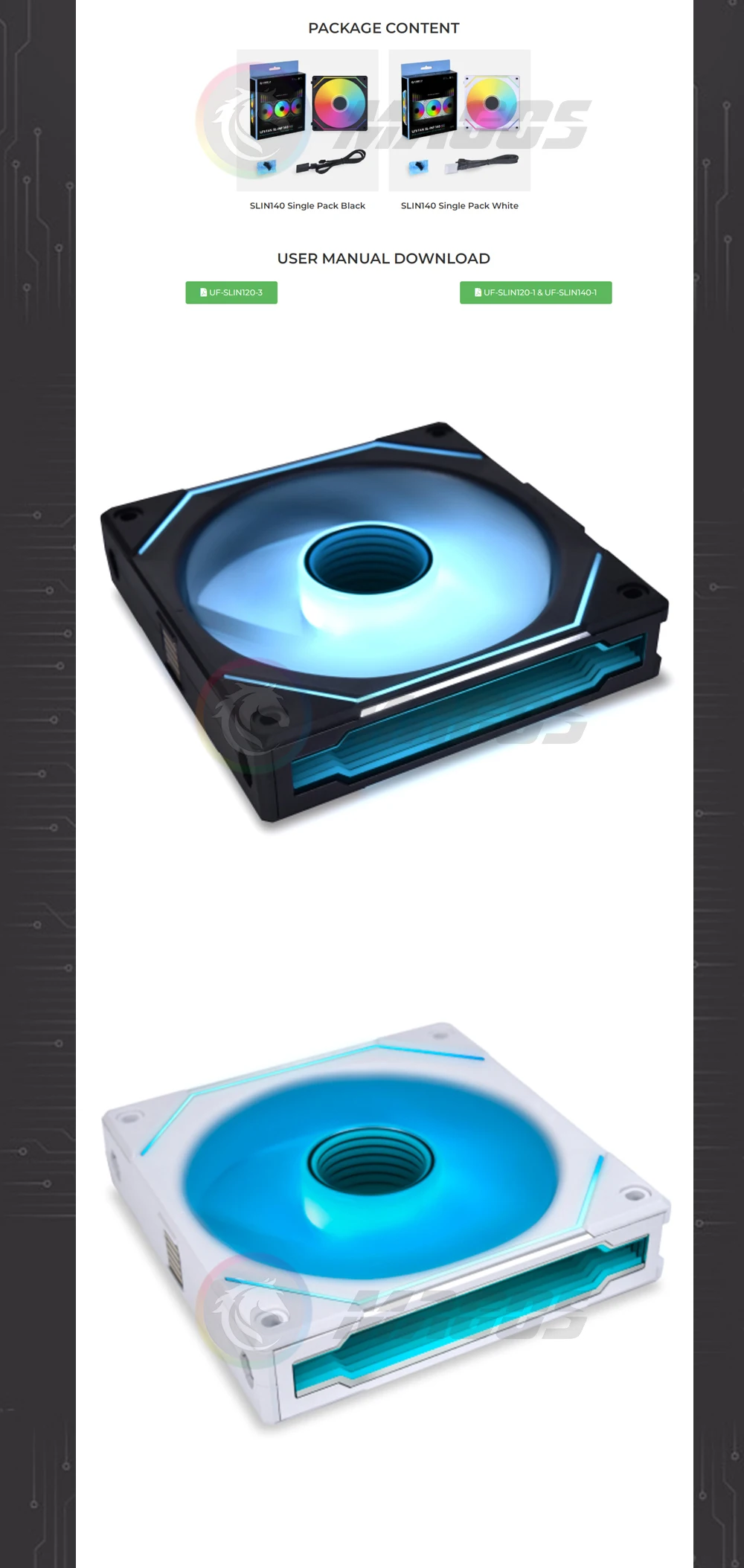 Li uno fã-ventilador sl140 sl-infinito, espelho infinito,