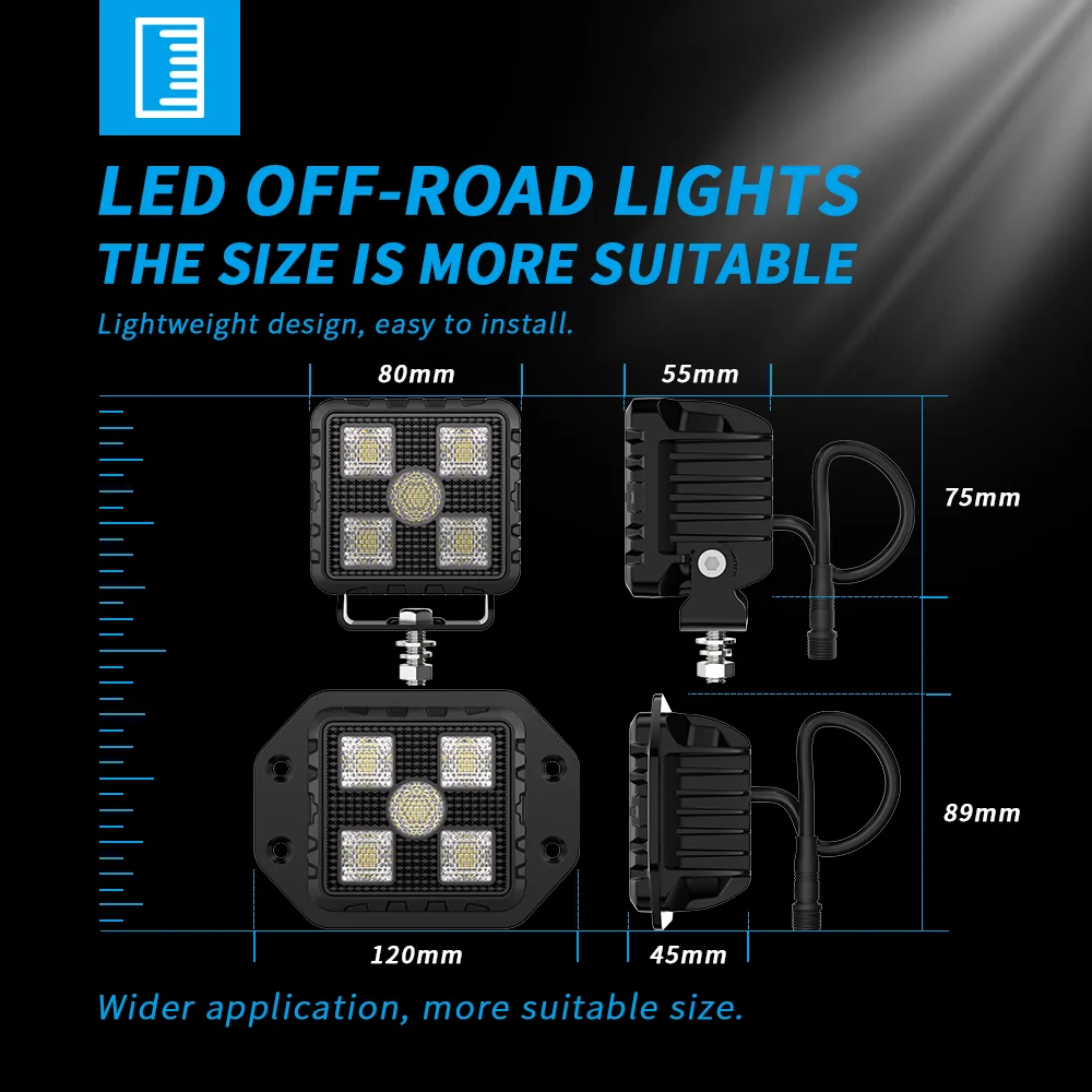 3Inch Work Fog Light Long Range Auxiliary Auto Fog Light Led Light Bar for Moto