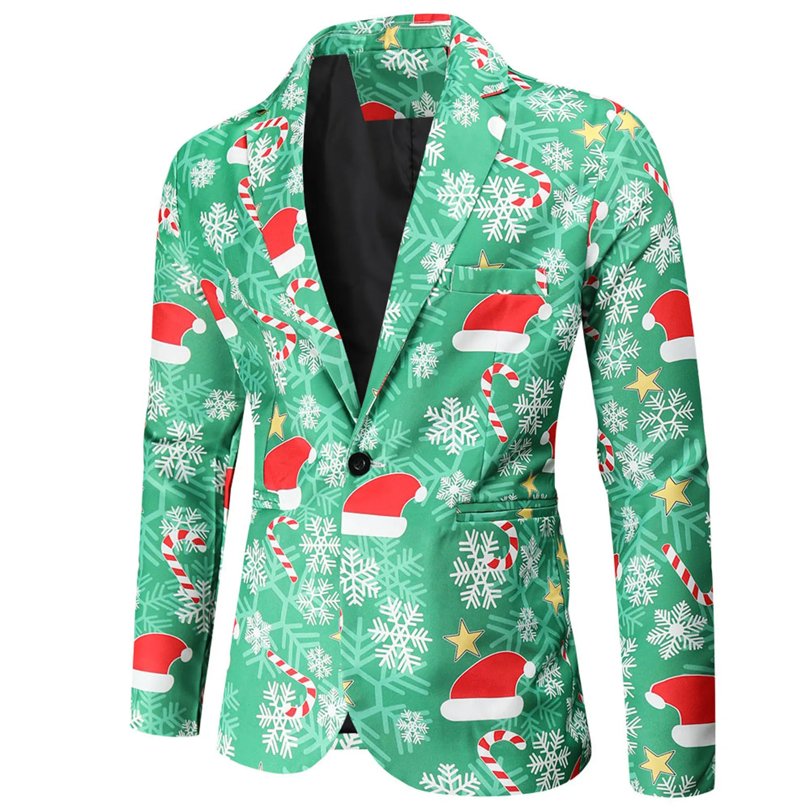 

Fashion Party Blazers Buttons Casual Suit Coat Christmas Print Men's Jacket Slim Fit Blazer Suit Costume