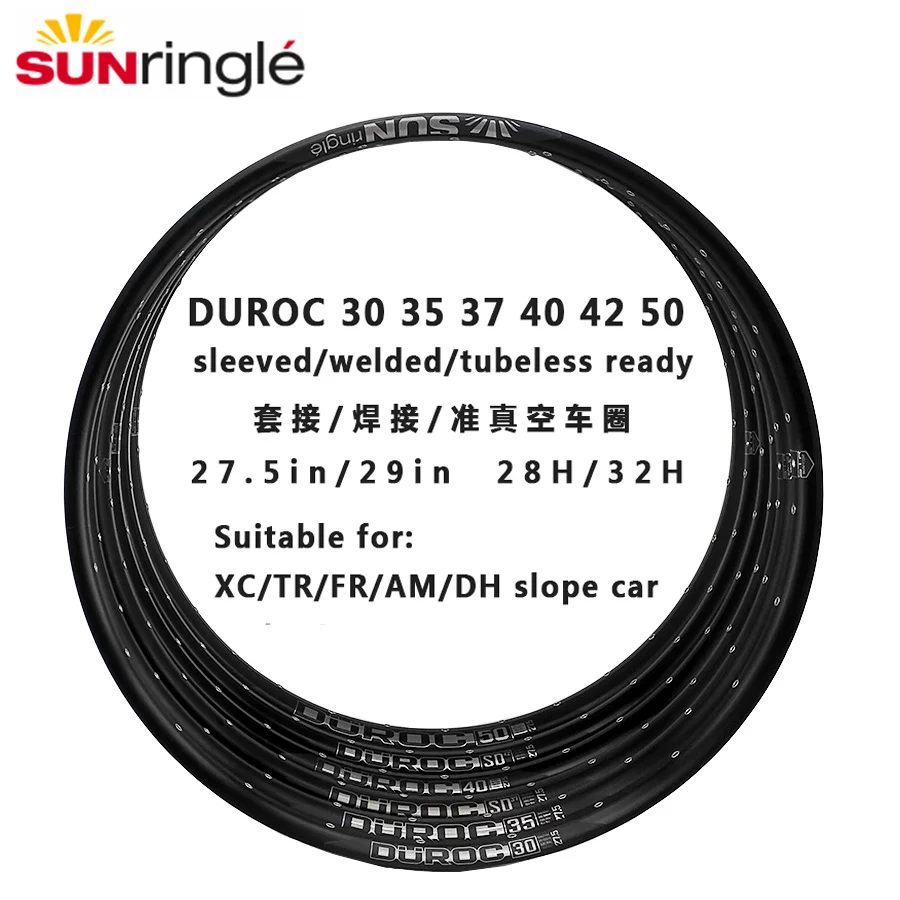 Sunringle – jante de soudure Tubeless Sun DUROC 30 35 40 50 Sd37 42 27.5/29 pouces, 32H 28H, cerceaux en Aluminium de largeur