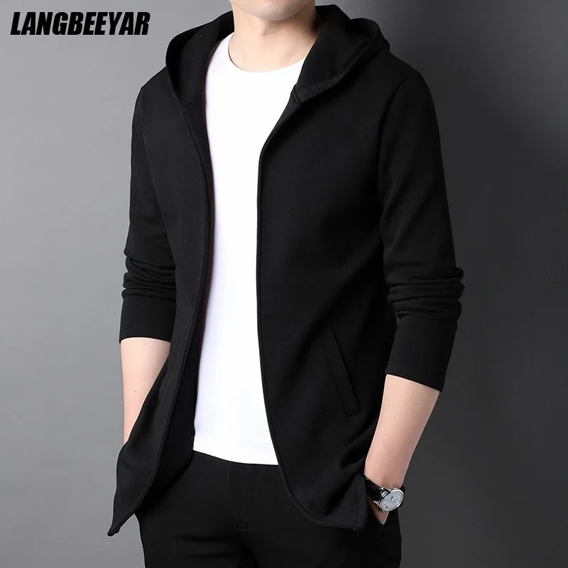 High End New Brand Designer Casual Fashion Stand Collar Korean Style Zipper Jackets For Men Solid Color Hooded Coats Clothes | Мужская