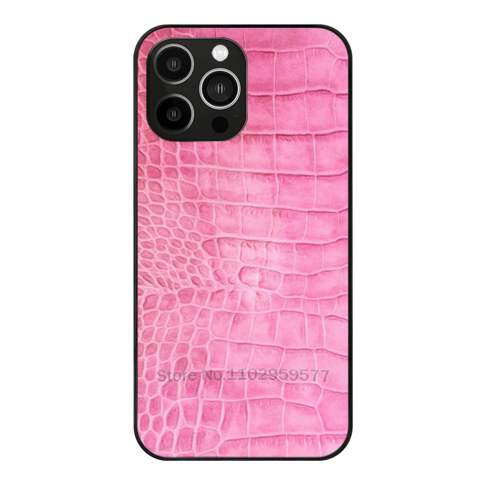 

Croco Leather Effect Pink Phone Case Tempered Glass For Iphone 15 14 13 11 12 Pro 8 7 Plus X Xr Xs Covers Texture Leather