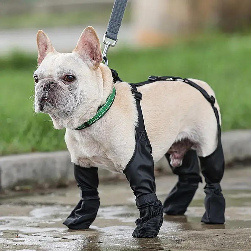 Dog Boots with Suspenders Waterproof Dog Shoes Paw Protectors Adjustable Pet Clothing Booties for Dog Winter Outdoor supplies