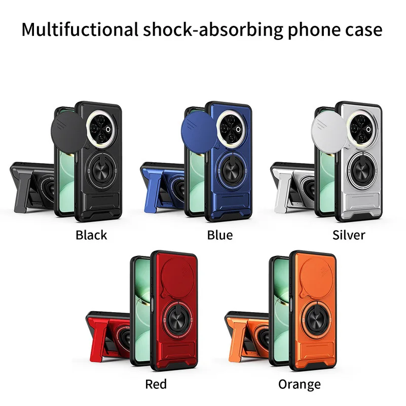 Versatile 2-in-1 Ring Grip with Built-in Magnetic Car Holder and Lens Protective Cover