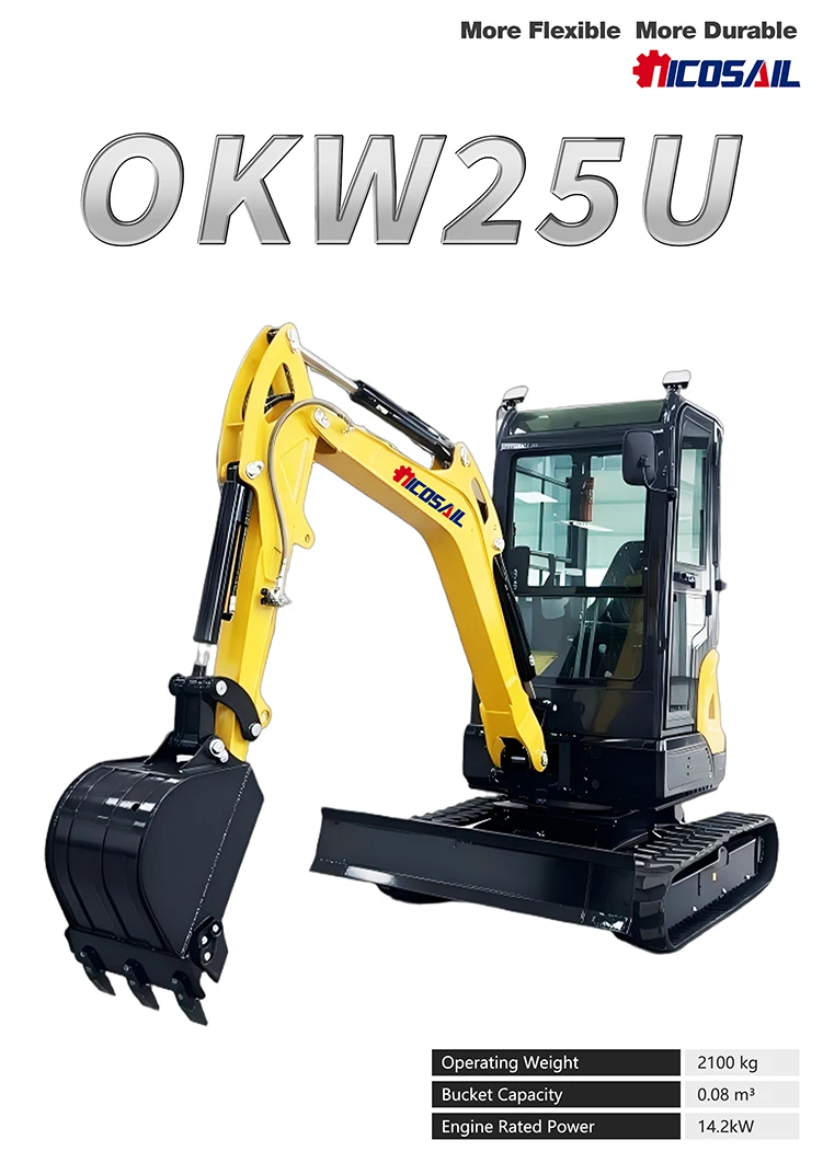 Hydraulischer Kleinbagger NICOSAIL OKW25U 2100kg Anpassbarer Mini-Bagger CE EPA 14,2kW für Bauarbeiten – Detail 4