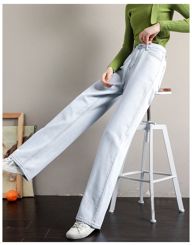 Female Spring Summer New High Waist Wide Straight Tube Hanging Feeling Leg Pants Loose Jeans Thin Floor Mopping Trousers Women womens clothing