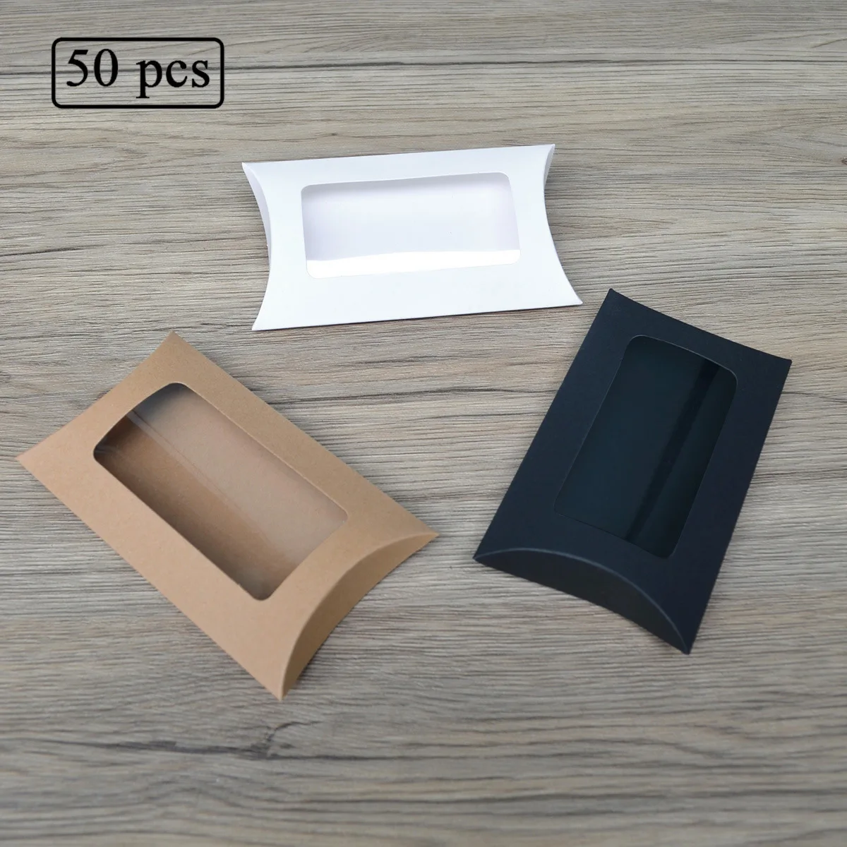 

20/10pcs Wedding Favor Candy Box With Clear Window Pillow Shape Kraft Paper Chocolate Box For Birthday Gift Jewelry Packing Bags