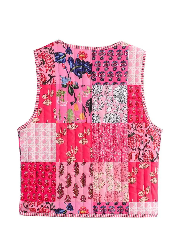 HH Women Fashion Print Vests V Neck Lace Up Sleeveless Waistcoat Tops Autumn Woman CasualY2K Outerwear Coats