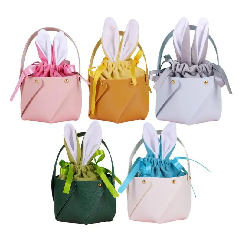 

Home Easter Bunny Gift Bags Party Decoration Velvet Drawstring Rabbit Bags Happy Easter Festival Storage Bags For House Parties
